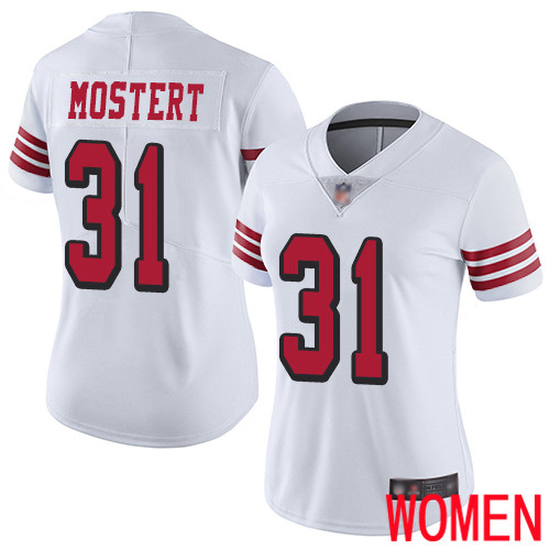 San Francisco 49ers Limited White Women Raheem Mostert NFL Jersey #31 Rush Vapor Untouchable->women nfl jersey->Women Jersey